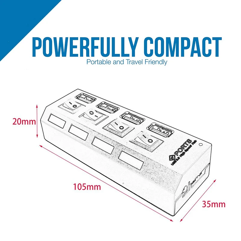Usb-концентратор 3,0 4 Порты и разъёмы USB 3,0 концентратор разветвитель с Мощность адаптер Мульти USB hab высокое Скорость 5 Гбит/с для портативных ПК крепление и аксессуары