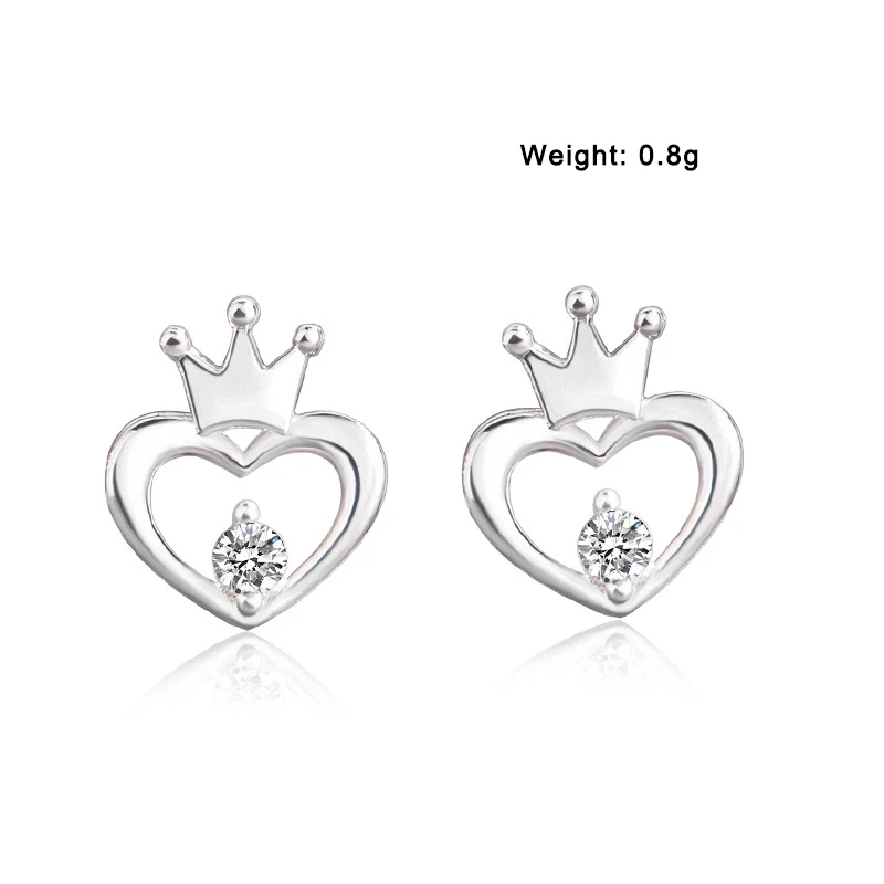 XIYANIKE 925 стерлингового серебра модные креативные короны полые сердце-серьги-гвоздики в форме серьги для женщин гипоаллергенно ювелирные изделия подарок