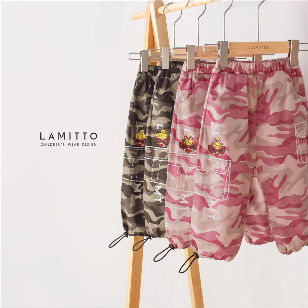 Lamitto2019 осень и зима INS для детей в стиле «хип-хоп» чувствует краситель в ручной будьте готовы; камуфляжная расцветка осенние штаны