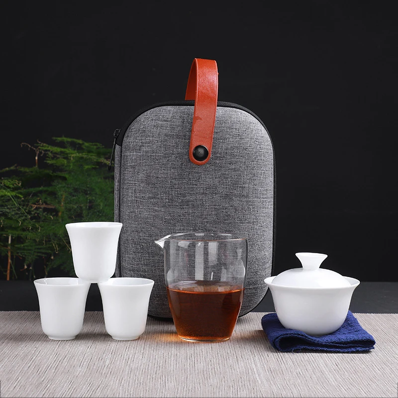 

japanese Teapot Ceramic Filter Teapot Travel Tea Set Portable Quick Cup Office Flowing Cup Small Tea Tea Set Free shipping
