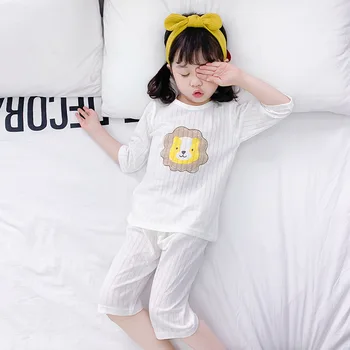 

2020 New summer 100% cotton baby sleepwear Quality child pajama sets cute cartoon pure cotton long sleeve simple Kids underwear