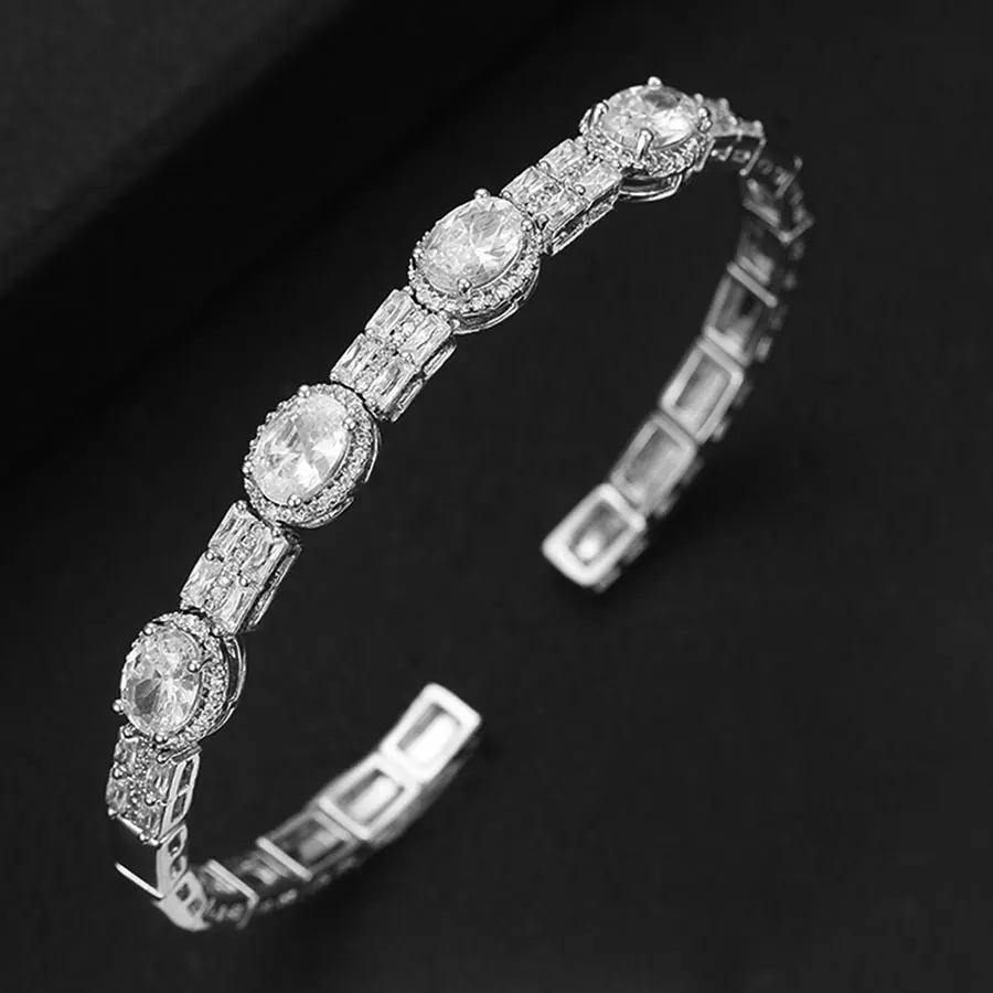 H181 Silver GODKI, Роскошный Браслет-манжета для женщин с изображением мороженого, для свадьбы, полный кубический циркон, Кристалл CZ, Дубай, серебряный браслет, вечерние ювелирные изделия - Окраска металла: H181 Silver