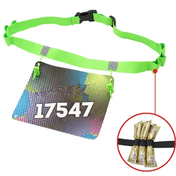 

Men Women Triathlon Marathon Race Number Belt Running Waist Pack Cloth Bib Holder Run Bag with 6 Gel Loops Startnummernband