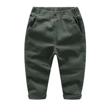 В году, новые стильные весенне-осенние повседневные однотонные брюки для мальчиков корейский стиль дети из чистого хлопка эластичная талия Длинные