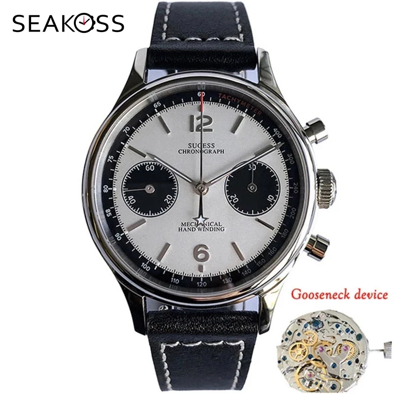 Мужские часы-авиаторы Seakoss Сияющие часы-хронограф с воротником гусиная шея
