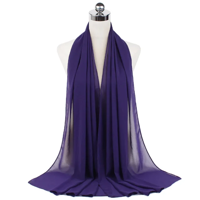 High Quality Good Stitching Stitch Plain Premium Heavy Chiffon Hijab Scarf Malaysian Women's Scarves Hijabs Long Shawl Shawls 25