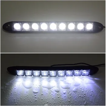 

2pcs Universal Turn Signal Light White To Yellow Flow 9 LED Car DRL Daytime Running Light Auto Fog Lamp Waterproof Super Bright