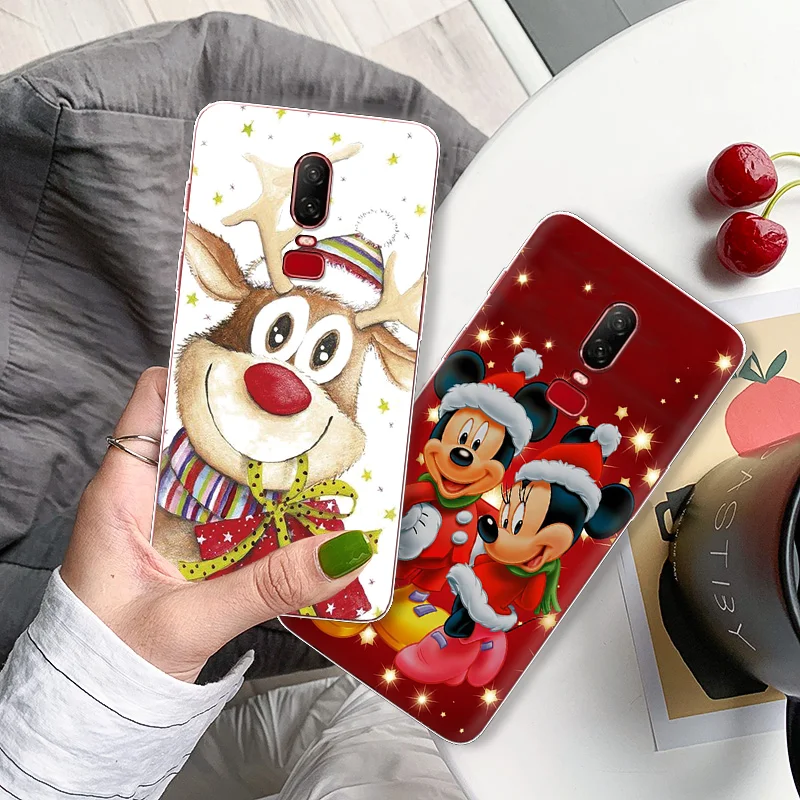

Merry Christmas Happy New Year Phone Case For Oneplus 7 Pro 6 6T 5 5T 3 Cases Lovely Cartoon Deer Soft Silicone TPU Fundas Cover