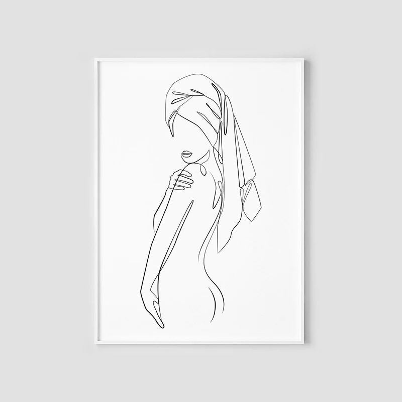 Обнаженная женщина одна линия искусства Женский рисунок на линии тела