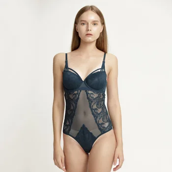 

New European and American bra suit lace small chest tempting transparent slim one-piece sexy pajamas