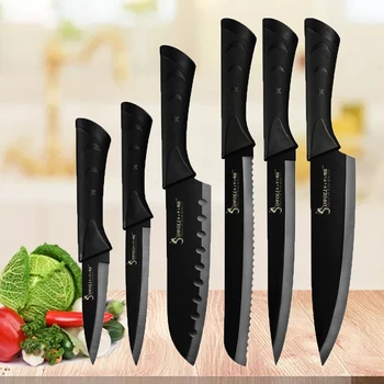 

Sowoll Kitchen Knife Set 6PCS Stainless Steel Japanese Chef Slicer Knife Black Blade ABS+TPR Handle Knife Meat Fish Fruit Knives