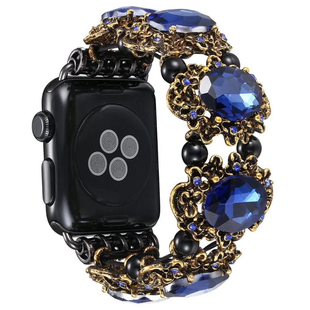 Lerxiuer ювелирный ремень для наручных часов Apple Watch 4 полосным 44 мм 40 мм iwatch серии 3/2/1, 42 мм, 38 мм и нержавеющая сталь металлический корпус со