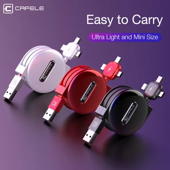 

cafele 3 in 1 Retractable USB Cable Type-c for iPhone Charger Cable 150cm 3A Fast Charging USB C Cable