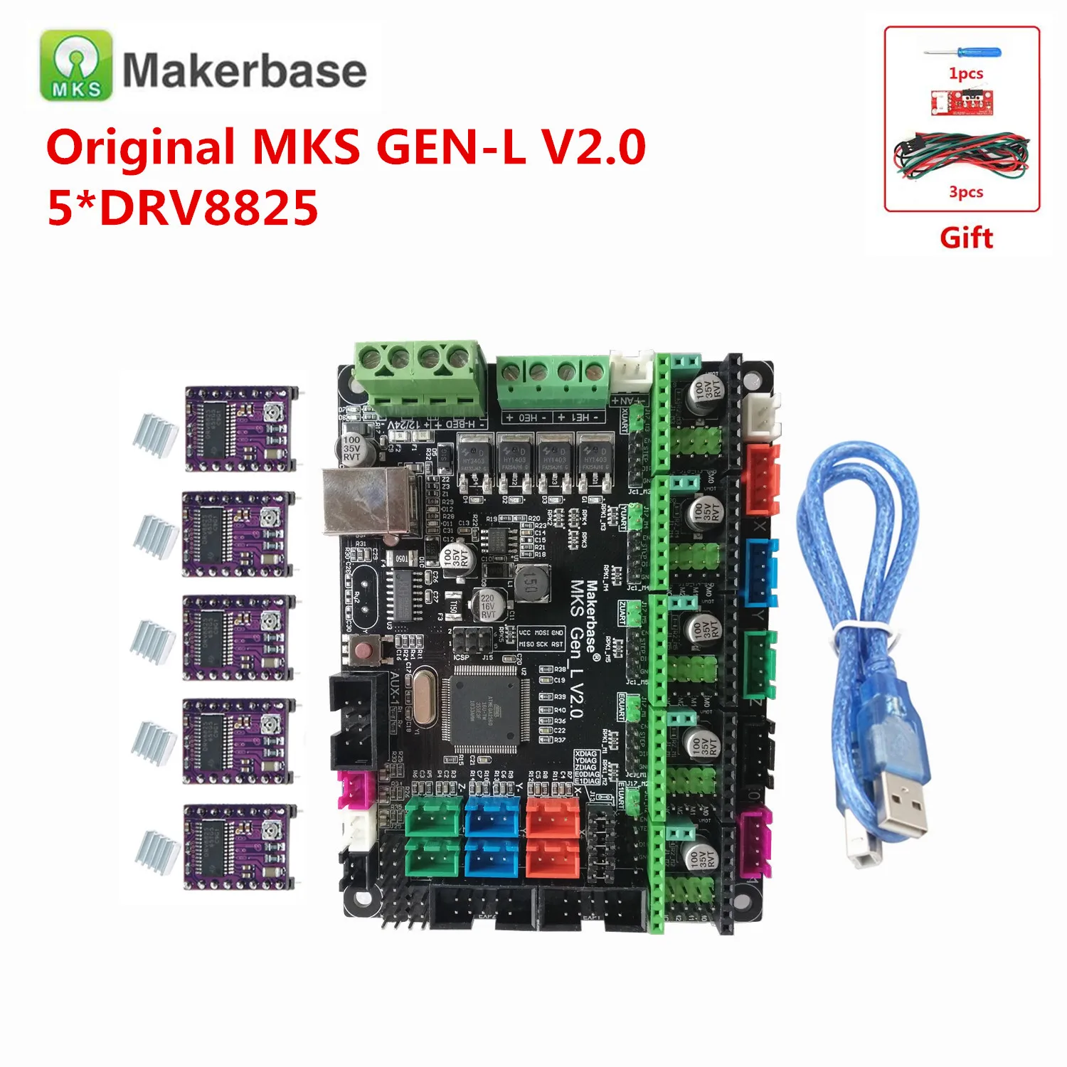 Makerbase MKS GEN L V2.0 3D Принтер запасная системная плата управления поддерживает a4988 DRV8825 tmc2130 tmc2208 lv8729 tmc2130