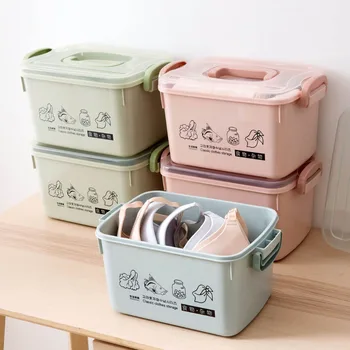 

Clothes Storage Box Bins Snacks Sundries Box with Handle Drawer Underwear Organizer Plastic Container Food Storage Containers
