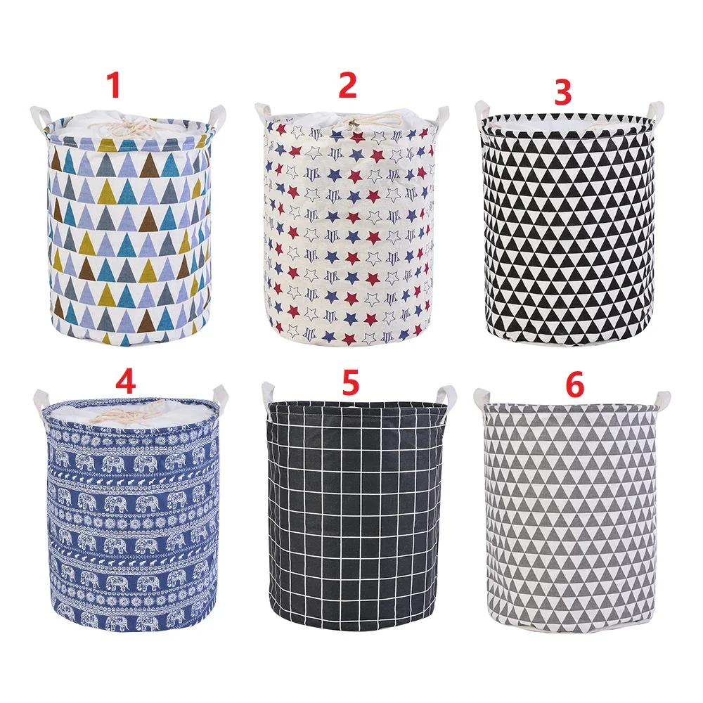 1PC Foldable Cotton Linen Washing Clothes Laundry Basket Bin Hamper Storage Bag 