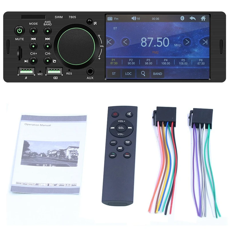 1Din 4.1 Inch Press Screen Tft Car Stereo Mp5 Player Fm Radio Bt4.0 Usb Aux Rca With For Xiaomi Remote Control Mp4 7805 | Автомобили и
