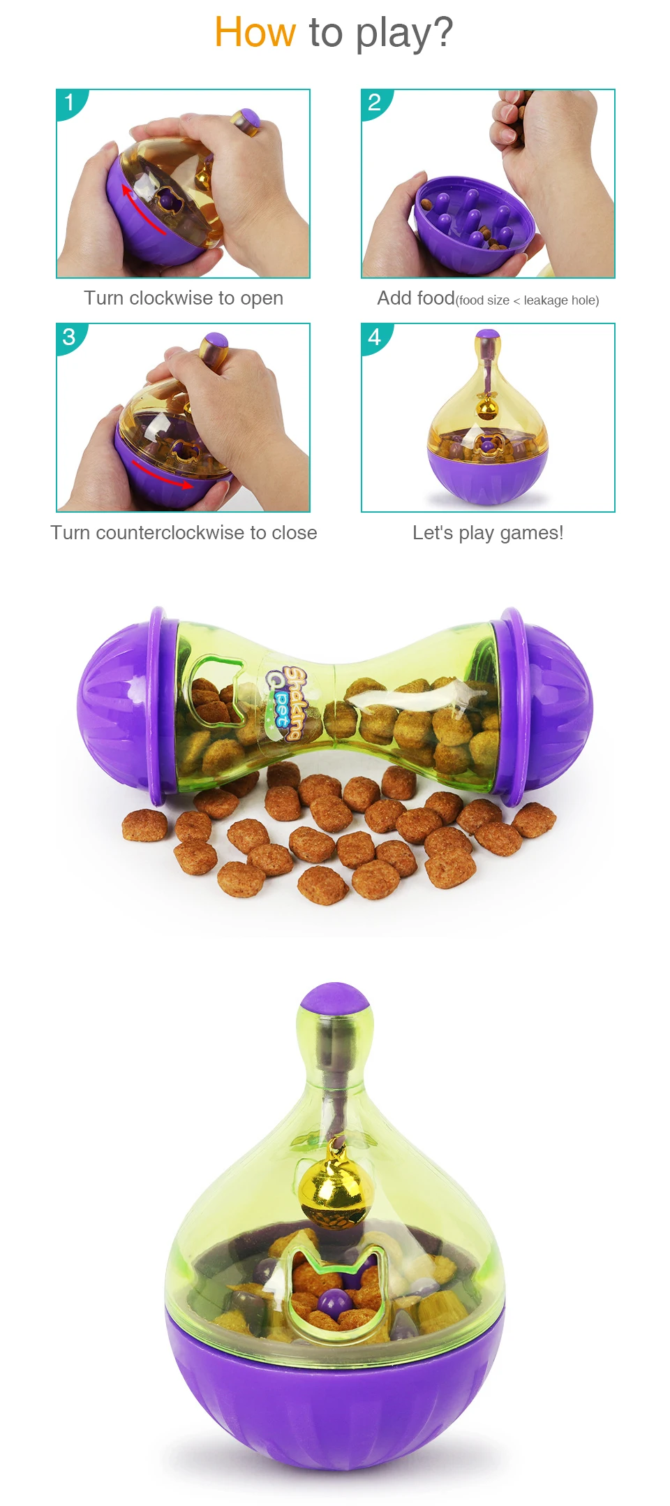Pet Веселая миска кормушка для собак кошек Кормление игрушки для домашних животных стакан с отверстием Еда мяч для обучение, игры упражнения игрушка-головоломка для детей Товары для домашних животных