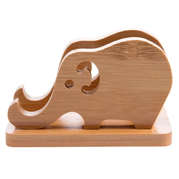 

ABKT-Cartoon Elephant Bamboo Storage Rack Mobile Phone Holder Portable Portable Tablet Bracket Desktop Ipad Universal Base