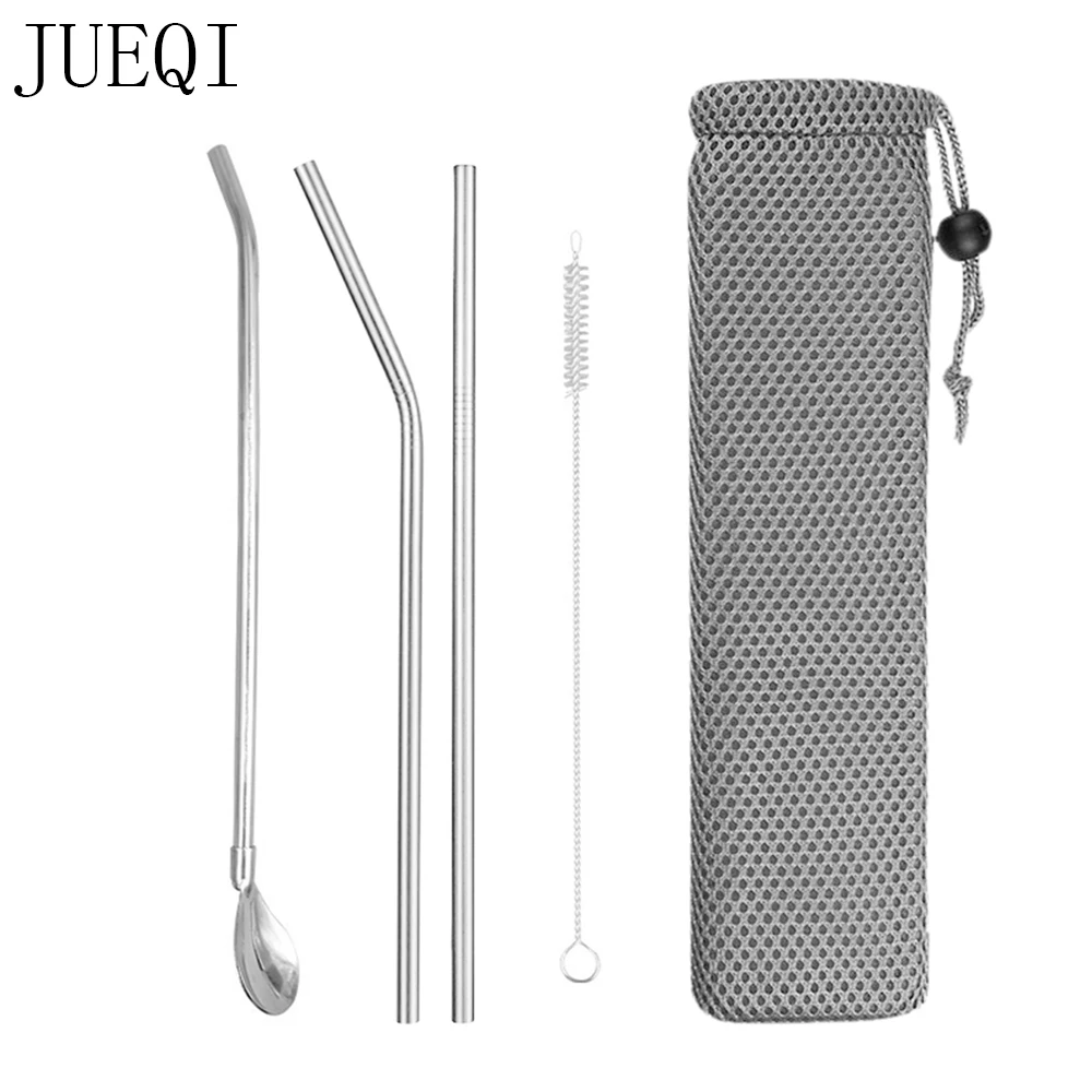 

JueQi Stirrers Filter Spoon Straw Reusable Stainless Steel Yerba Mate Drinking Straw Metal Straw With Spoon For Cocktail Tea
