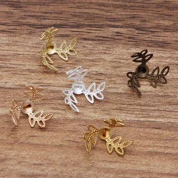 

200 Pieces/Lot 10 mm Metal Copper Filigree Flower End Cap Connector Charms DIY For Jewelry Findings