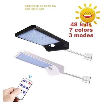 

48 LED Solar Light Outdoor Solar Lamp PIR Motion Sensor Wall Light Waterproof Solar Powered Sunlight for Garden Decoration remot