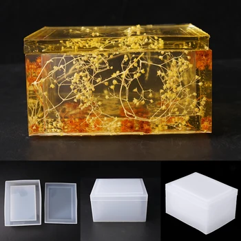 

Transparent Silicone Mould Dried Flower Resin Decorative Craft DIY Storage Tissue Box Mold Crystal Epoxy Molds For Jewelry