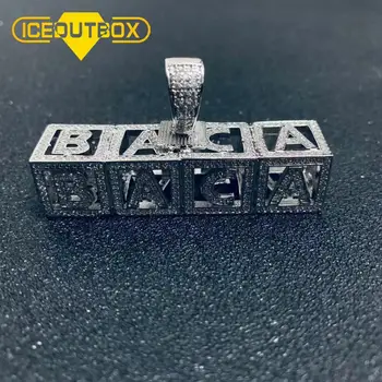 

New Block Square Hollow Letters Custom Initial Skeleton Pendant For Women Men's Hip Hop Jewelry AAA Zircon Tennis Chain Gift