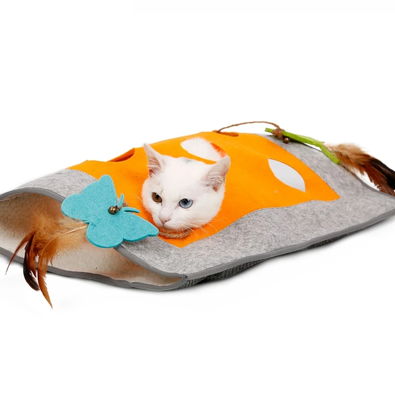 Лидер продаж, спальный мешок для кошки, туннель, кошечка, царапины, одеяло, развивающие игрушки с пищащей бумагой, домик, гнездо для кошек, дешево