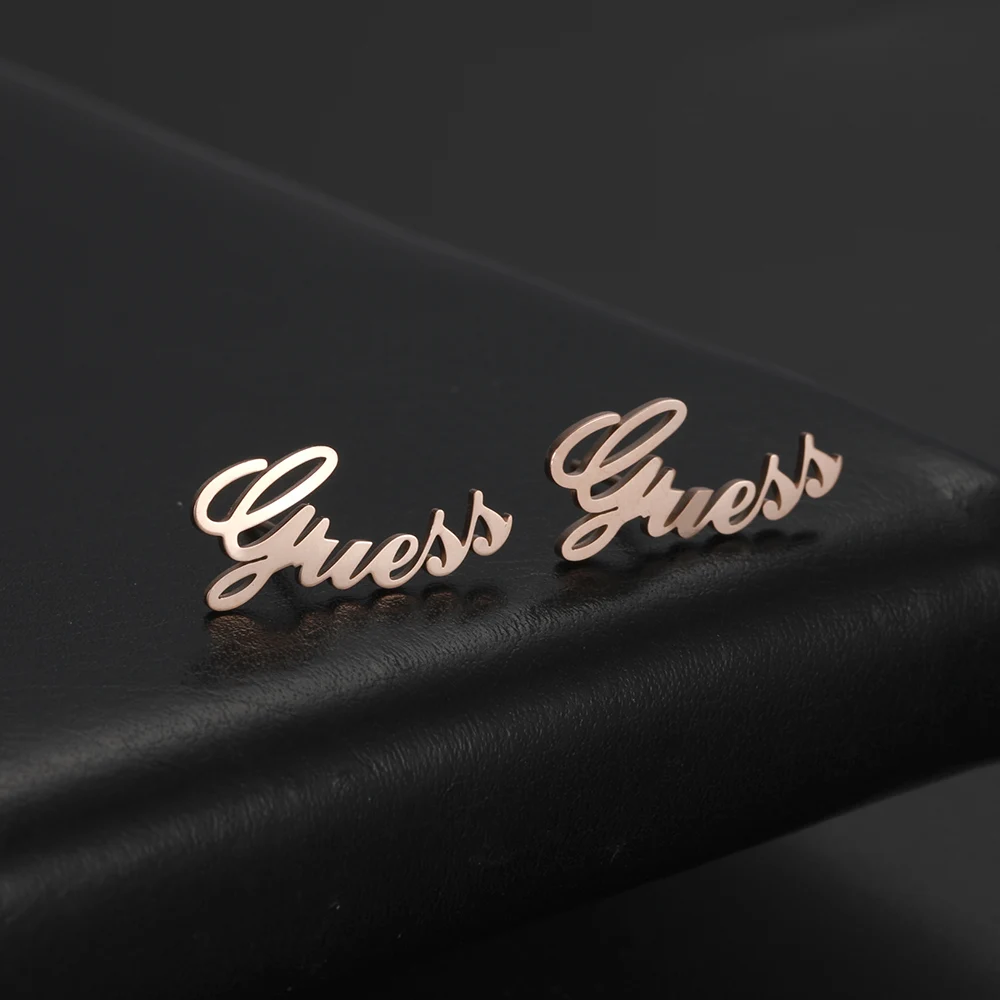 Cazador-pendientes personalizados de acero inoxidable con placa de nombre, joyería