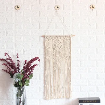 

Macrame Knitted Rope Woven Tassel Wall Hanging Tapestry Handmade Bohemian Decor Handmade DIY Craft Ornament