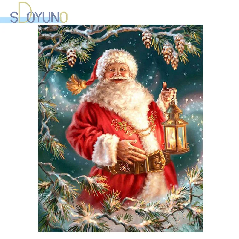 

SDOYUNO 60X75cm DIY Paint by Number Kits For Adults Christmas Oil Painting By Numbers Frameless Digital Painting Santa Claus