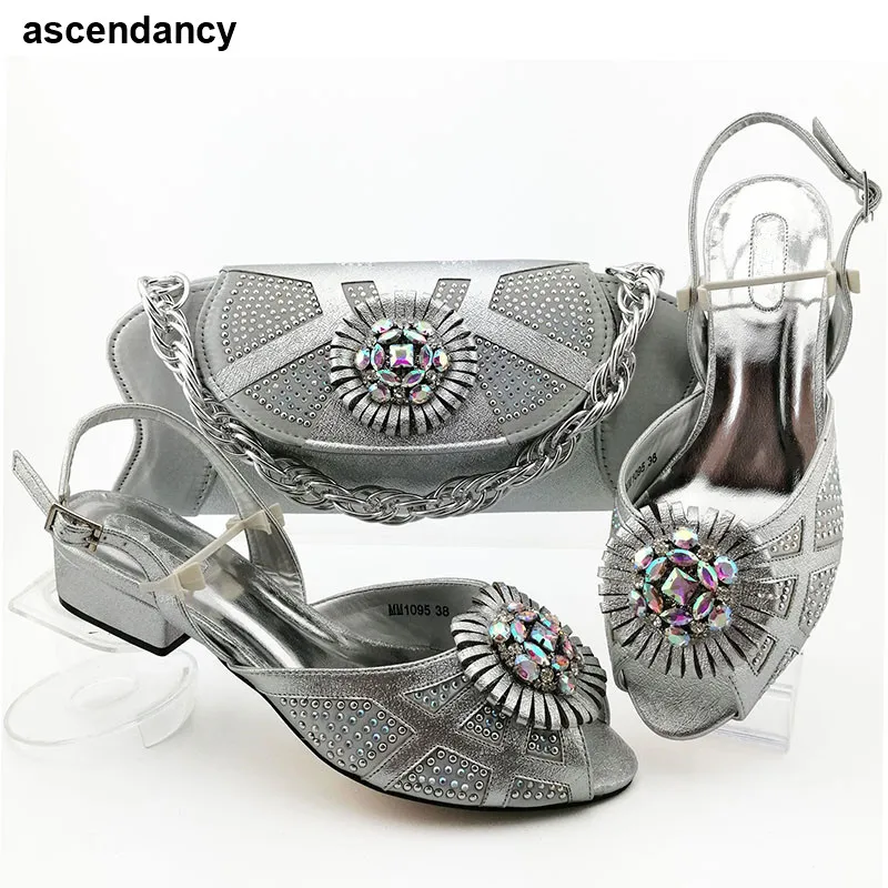 

Italian Design Matching Shoes and Bag Set Party Buckle Heel Sandals African Wedding Italian Shoe and Bag Sets Ladies Elegant