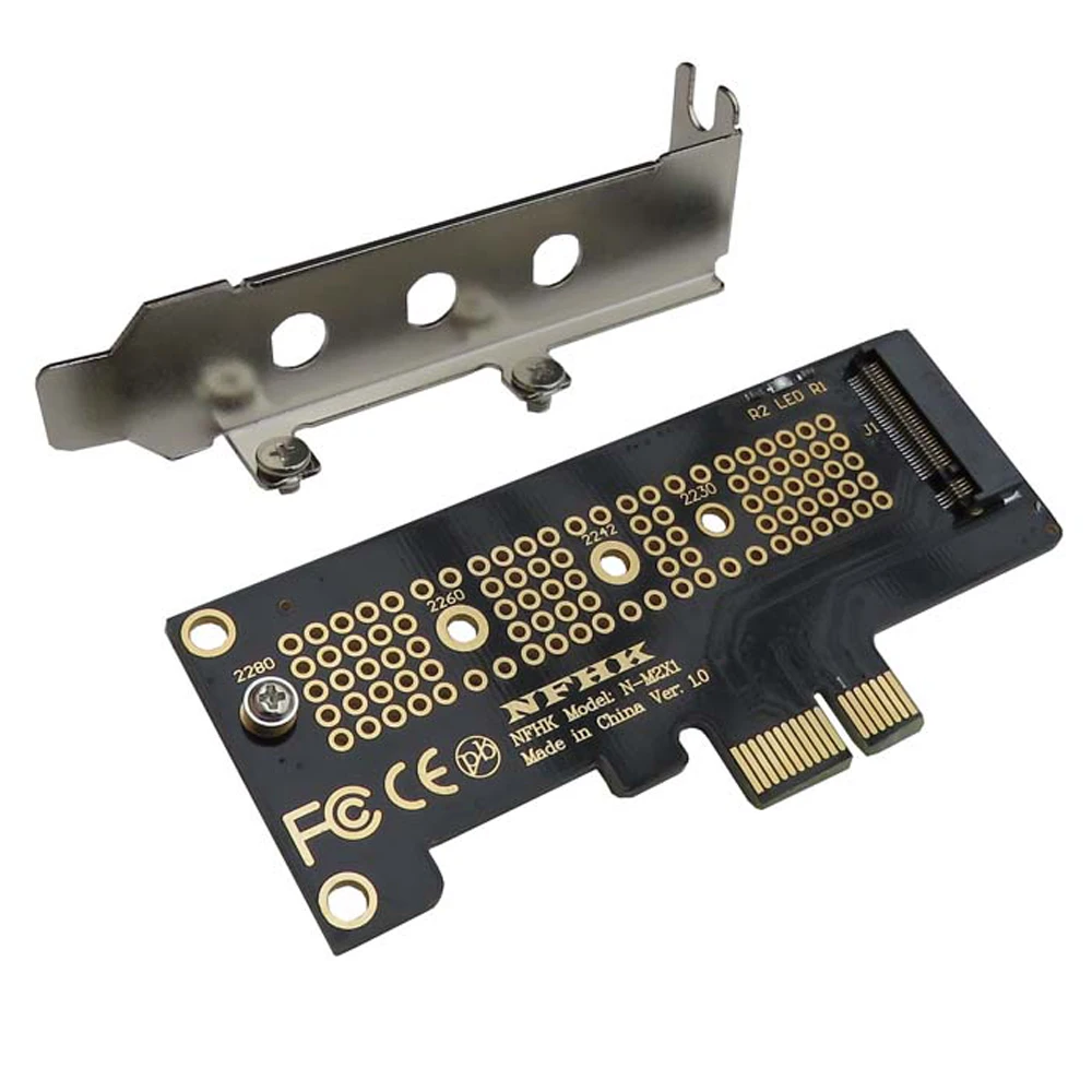 Placa adaptadora nvme pcie m.2, placa com suporte de placa adaptadora pcie x1 para m.2 ngff ssd para pcie x1