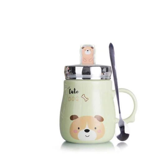 Держатель для мобильного телефона керамическая чашка милые кружки кофе молоко мультфильм кошка собака Медведь Кролик креативная посуда для напитков - Цвет: green