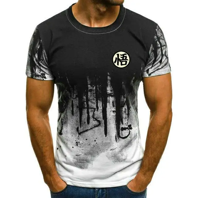 Fashion men's t-shirt ink painting style hand-painted printing casual casual men's street t-shirt men's O-neck shirt T3000-5