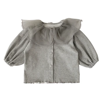 

2020 Autumn New Girls Fashion Lace Turn-down Collar T-shirt toddler girl clothes
