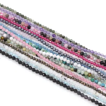 

Trendy Natural Gem Stone Pink Opal Beads Small Micro Faceted Crystal Glass Loose Beads for Jewelry Making Necklace DIY Bracelet