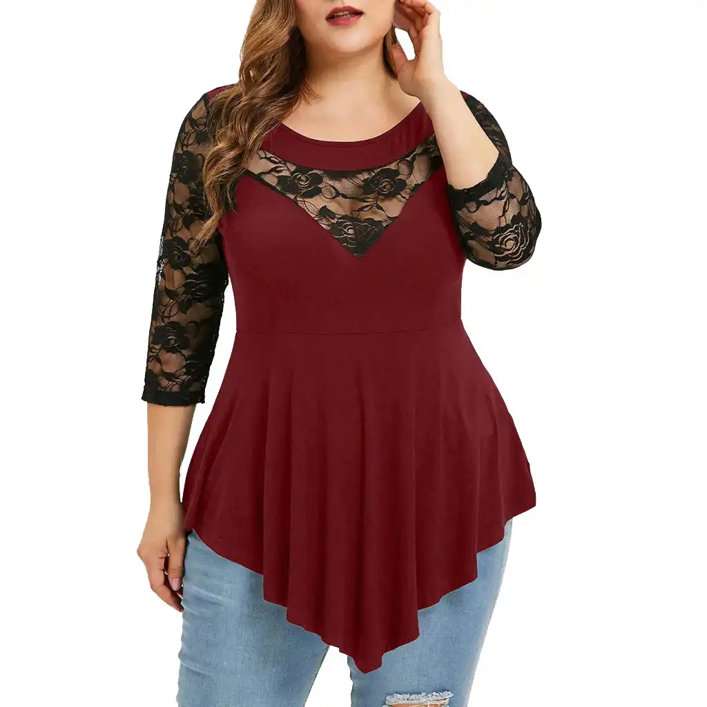 womens plus size red tops