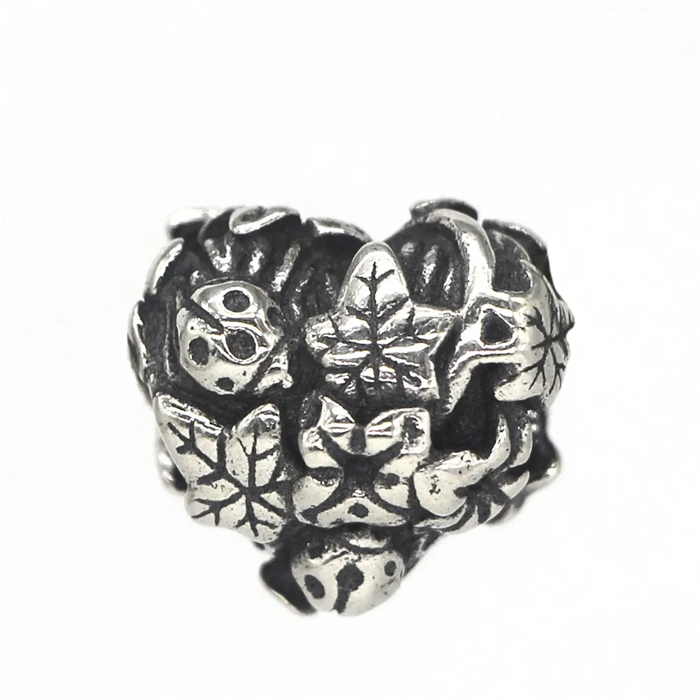 Омела 925 пробы Серебряная бабочка сочное сердце Шарм бисера европейские ювелирные изделия