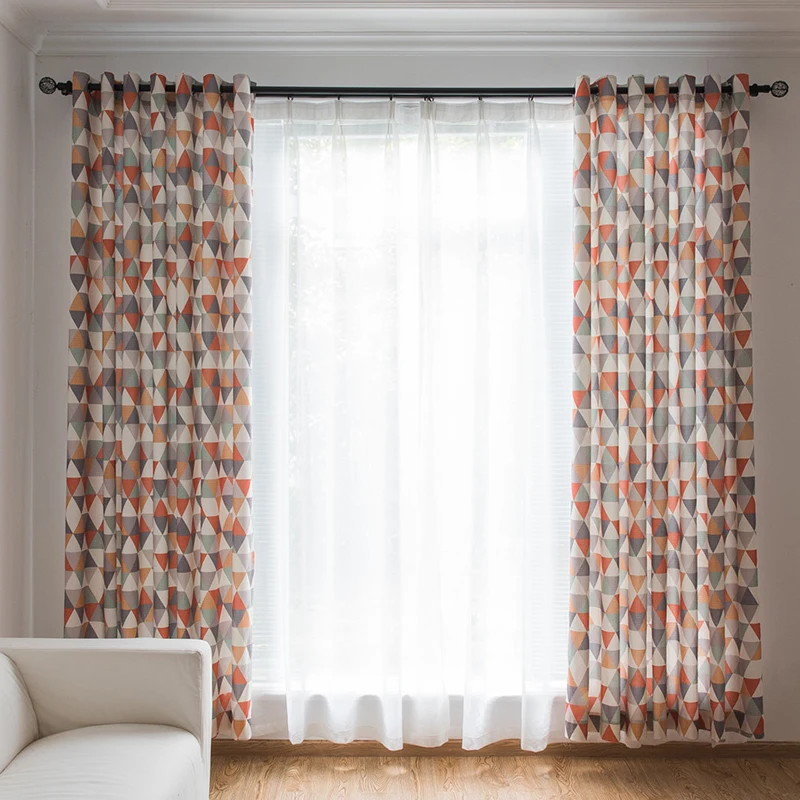 

Modern Window Curtains For Living Room Geometric Triangle Print Curtains For Bedroom Kitchen Decor Panel Curtain Blackout Drapes
