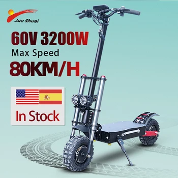 

Jueshuai Electric Scooter 3200W Dual Motor Patinete Eléctrico for Adults 110KM 60V Battery 11-Inch Off-Road Tire Foldable