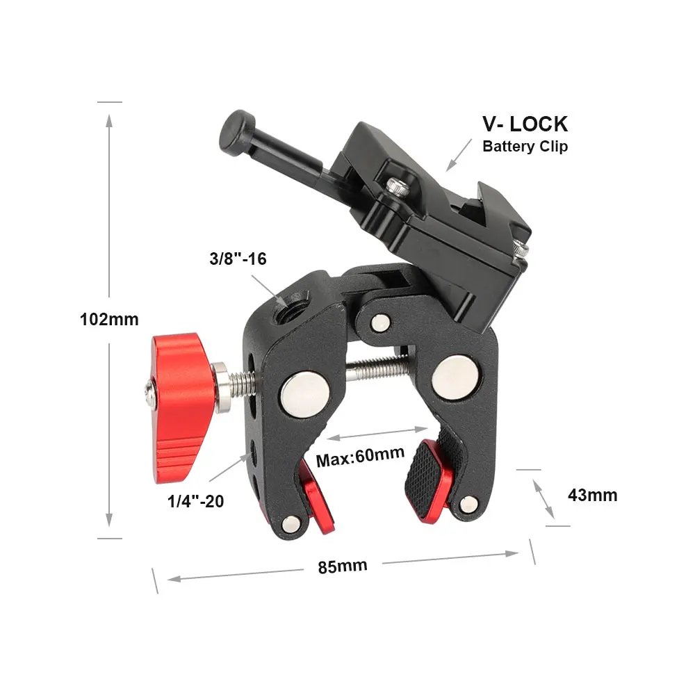 Kimrig multifunktion ale kugel kopf große super klemme krabben zange clip doppel kugel adapter mit boden klemme magischer arm fr universal – Detail 8