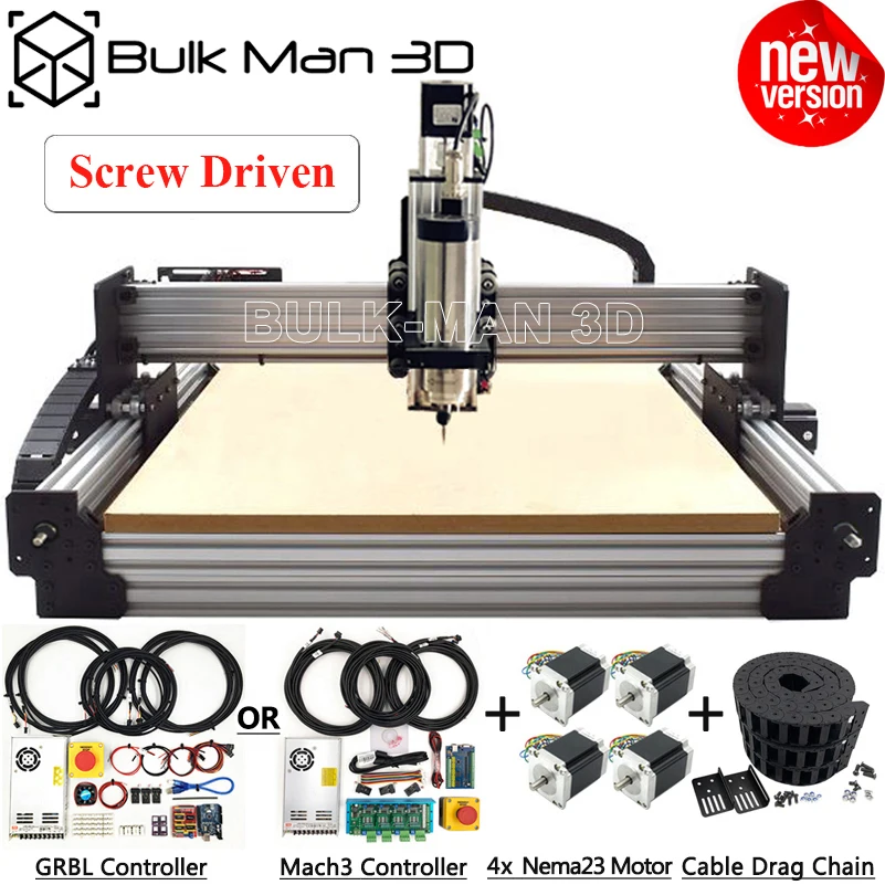 

4Axis Newest WorkBee CNC Router Machine Kit with Tingle Tension System + Mach3 GRBL Controller + Cable Drag Chain + 4pcs Nema23