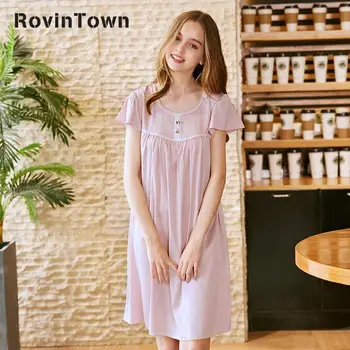 

2020 New Summer Women Casual Loose Solid Color Short-sleeved O Neck Sweet Night Dress Home Cotton Harajuku Style Free Shipping