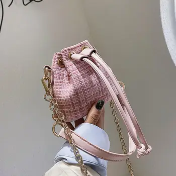 

Mini Drawstring Tote Bucket bag 2020 Summer New Quality Straw Women's Designer Handbag Chain Shoulder Messenger Bag Travel bag