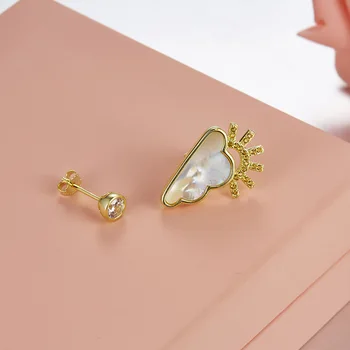 

Brand New Arrvial Sun Cloud Harbeth Stud Earrings 2018 Autumn 925 Sterling Silver Asymmetric Shell Earrings