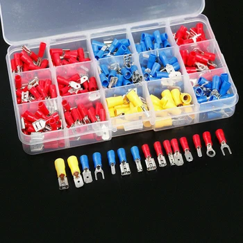 

280Pcs Assorted Insulated Spade Crimp Terminal Butt Electrical Wire Cold-Pressure Terminal Set Red Blue Yellow with Box