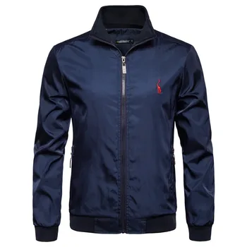 

New Autumn Winter Stand Collar Zipper Jacket Men Streetwear Bomber Jacket Windbreaker Mens Basic Jackets US Size S-XXL Y257