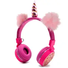Наушники Unicorns беспроводные Bluetooth детские наушники Складные стерео музыка растягивающаяся мультяшная гарнитура для мальчиков и девочек Подарки